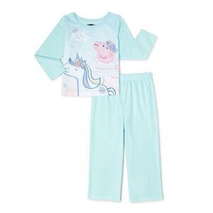NEW Peppa Pig Pjs Unicorn Toddler Girls FLANNEL Pajamas 2 Pc Pants Long Sleeve